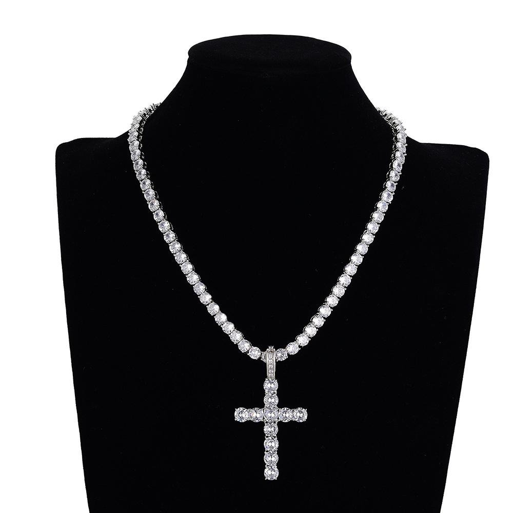Classic Zircon Cross Necklace Iced Out Hip Hop for Men and Women Bling Pendant Punk Jewelry Gifts