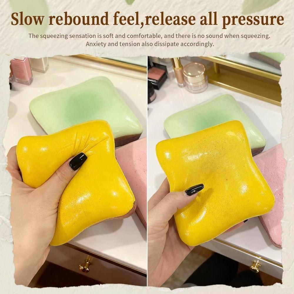 Silicone Cream Toast Squeeze Toy TPR Cartoon Fidget Toy Cream Toast Pinch Toy Kids Tricky Doll