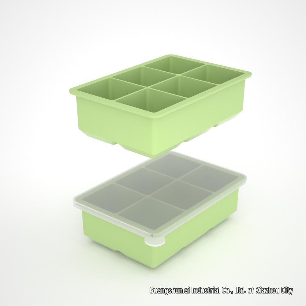 Silicone Ice Cube Tray with Lid: 4-Grid Frozen Soup & Food Storage Box