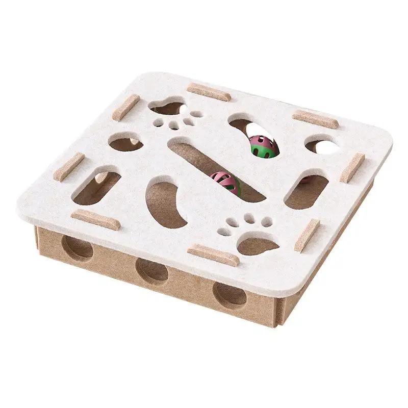 Felt Puzzle Box for Indoor Cat's Mental Stimulation, Interactive Hide & Seek Plaything Training Tools
