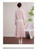 2025 Autumn/Winter Women's Retro Tencel Stripe Knit Top & Midi Skirt Set