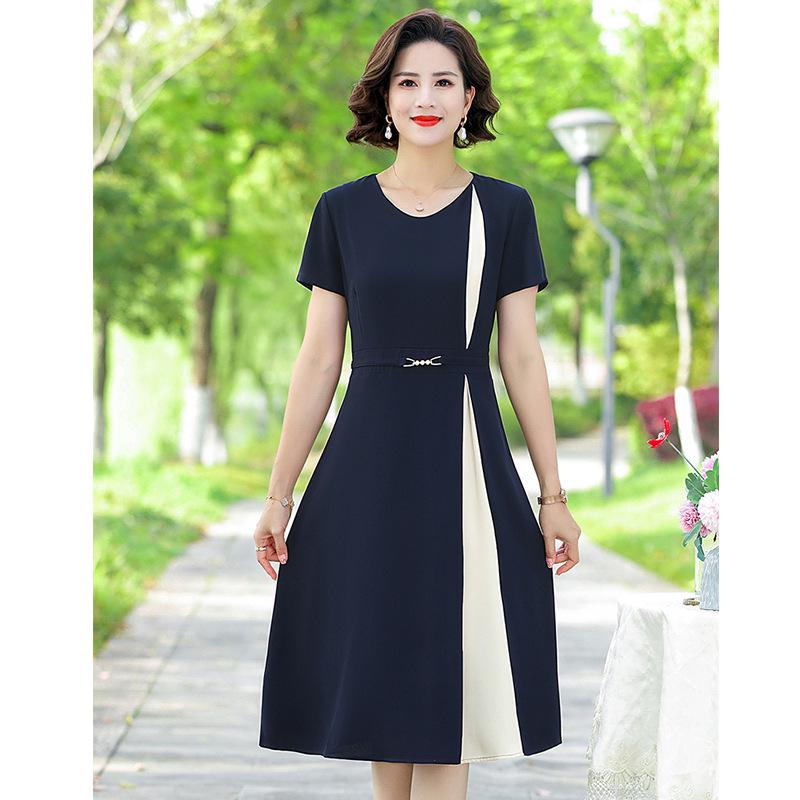 Elegant Chiffon Summer Dress for Young Mothers 2XL