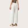 Li Ning Sports Lifestyle Series Solid Color Mid Waist Breathable Versatile Jogger Knit Sports Pants Women bottoms Off-White AKLV202-1