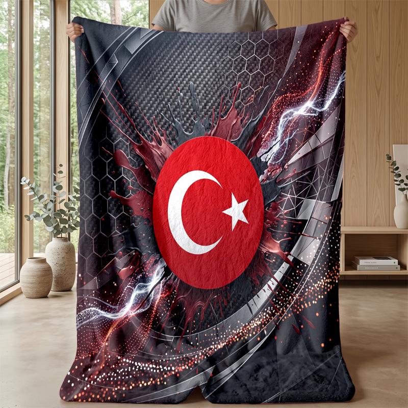 Turkey Football Printed Flannel Blanket Skin Friendly Warm Decorative Throw for Indoor Couch Bed Daily Use