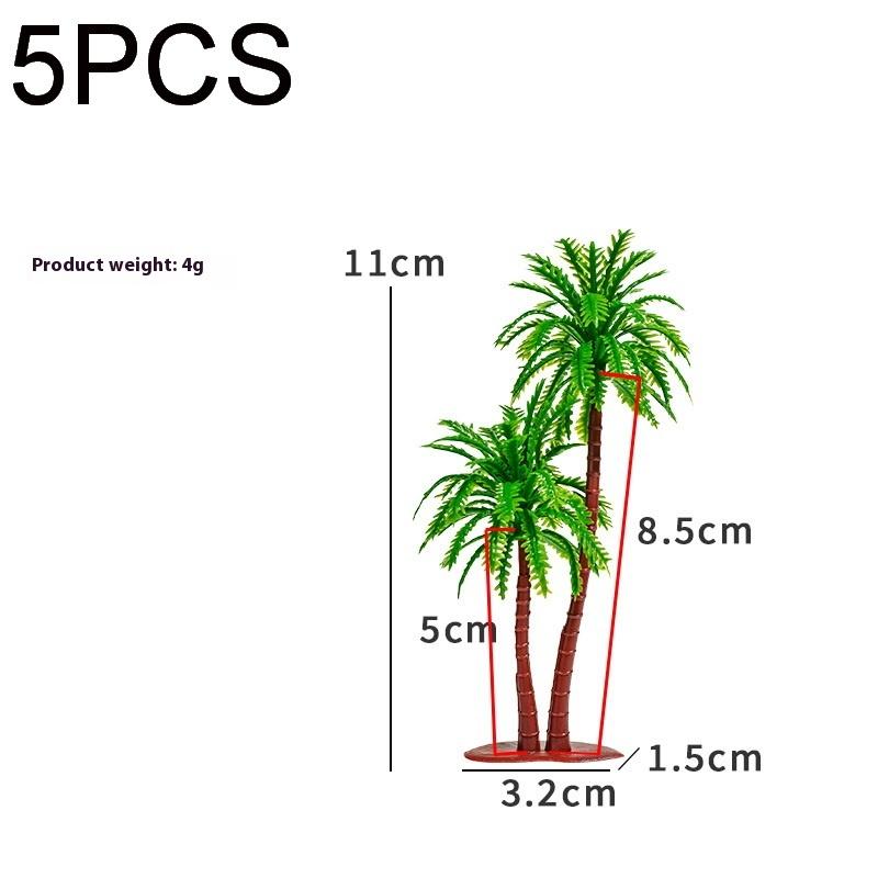 5PCS Simulated Coconut Tree Rainforest Train Railroad Decor Dollhouse Simulation Coconut Palm Tree Model Building Landscape