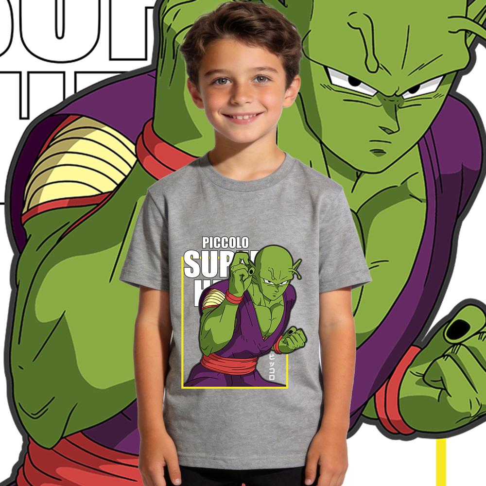 Dbz Piccolo Anime Print Cotton T Shirt Kids Boys Girls Casual Short Sleeve Tee Top Soft Breathable Summer Clothes
