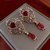 Elegant Knot Diamond Embedded Enamel Flower Earrings Vintage Court Style Women's Fashion Jewelry Personality Trend