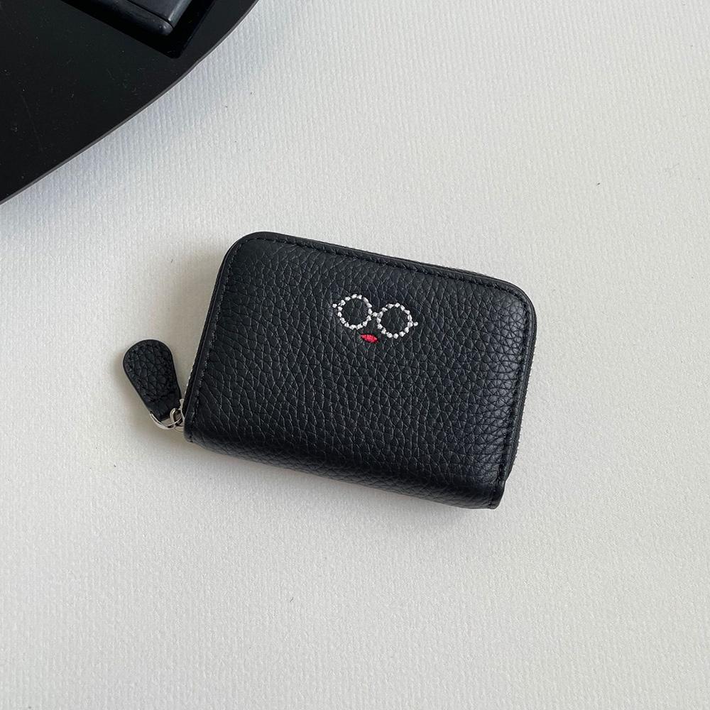 

2025 Кожаный держатель для карт из натуральной кожи Модная печать Первый слой коровьей кожи Кошелек для монет 11 слотов Органайзер для ID кредитных карт Картхолдер чёрный