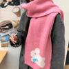 Polyester Scarf Thick Knitted Scarf Cute Shawl  Winter