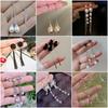 New Fashion Long Drop Earrings for Women Flower Star Moon Heart Butterfly Wings Crystal Pearl Round Geometry Tassel Ear Zircon