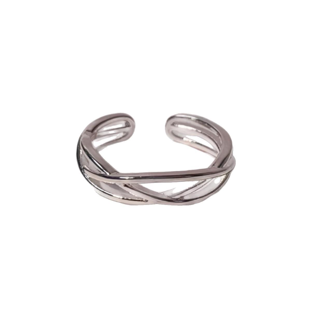 Korean-Style Multi-layer Woven Knot Ring with Modern Design серебряный