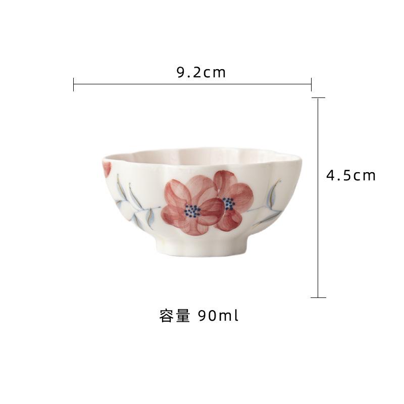 

90ml Hand-painted Peach Blossom Teacup Japanese Tea Bowl Mug Tea-tasting Meditation Cup Chazhan Master Cups Cha Accessories Gift