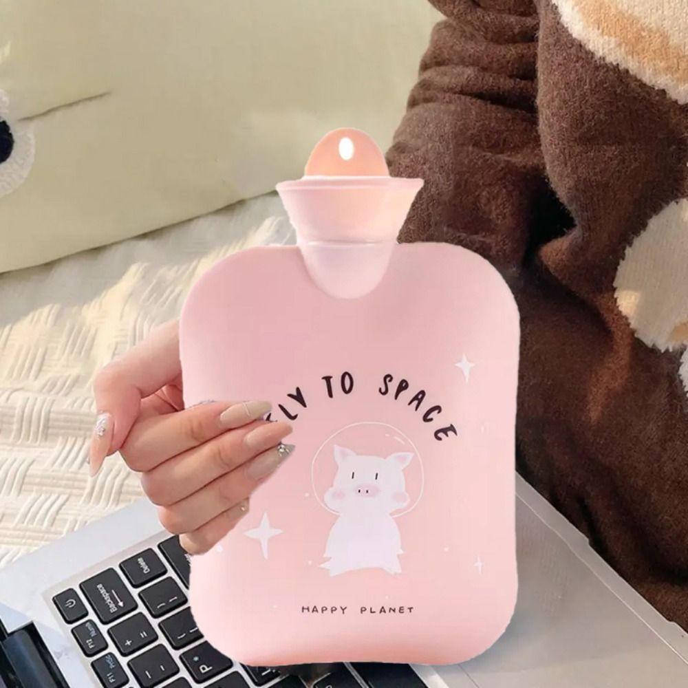 with Plush Cover Hot Water Bottles PVC Hand Warmer Warming Products Cartoon Pig Hot Water Bag Foot