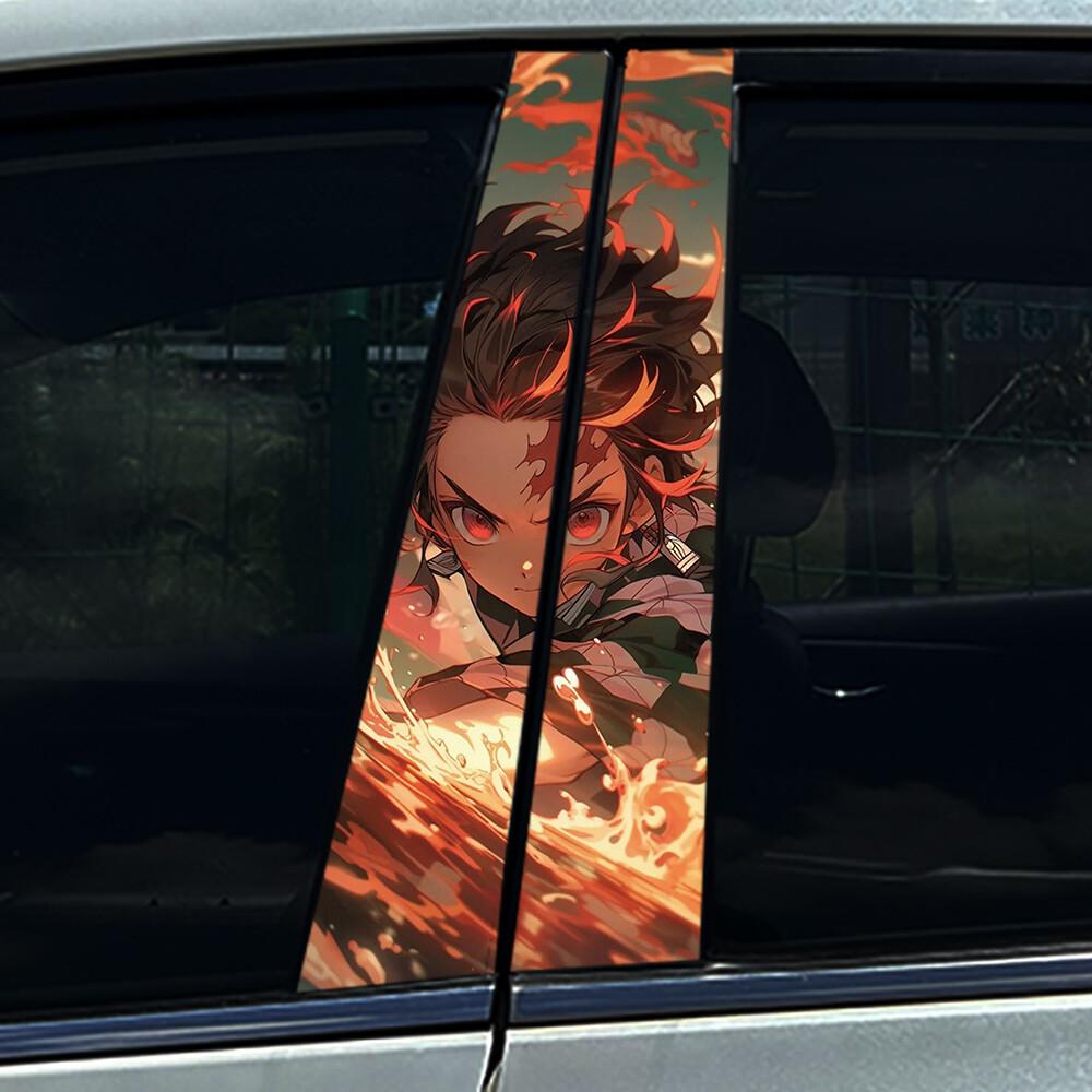 1/2PCS Anime Demon Boy Car Center Pillar Sticker B-Pillar Protective Film Decoration Decals