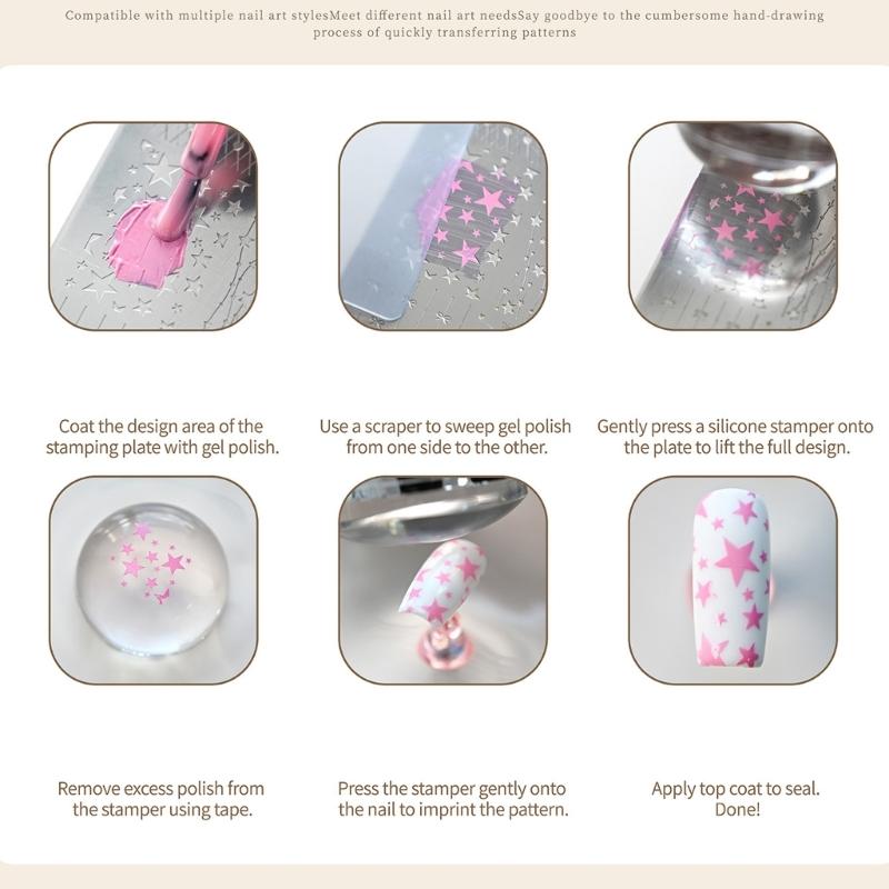 Sturdy Stainless Steel Nails Stamp Plate with Detailed Pattern for Home Nails Designs Applications