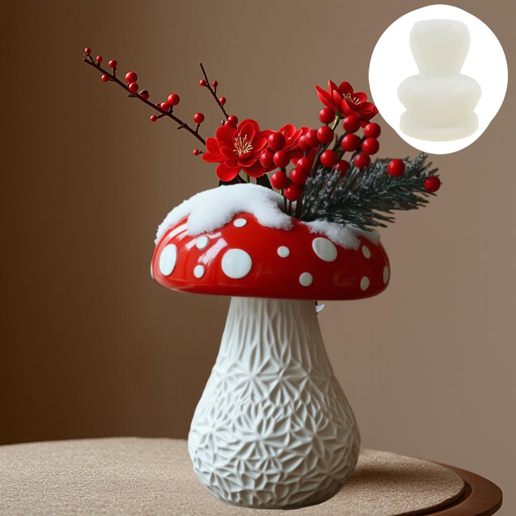Mushroom Vase Resin Silicone Mold Christmas Decor Mushroom Flower Pot Concrete Mould Christmas Gift Mushroom Vase Gypsum Molds