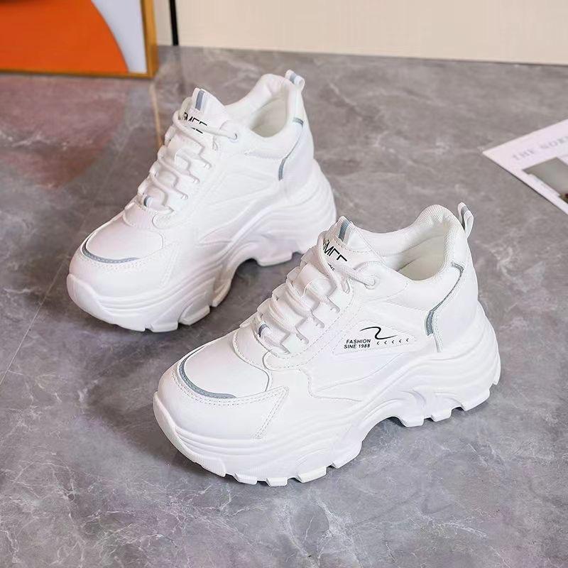 Thick-soled inner height increase spring and autumn dad shoes casual sports shoes 40 белый