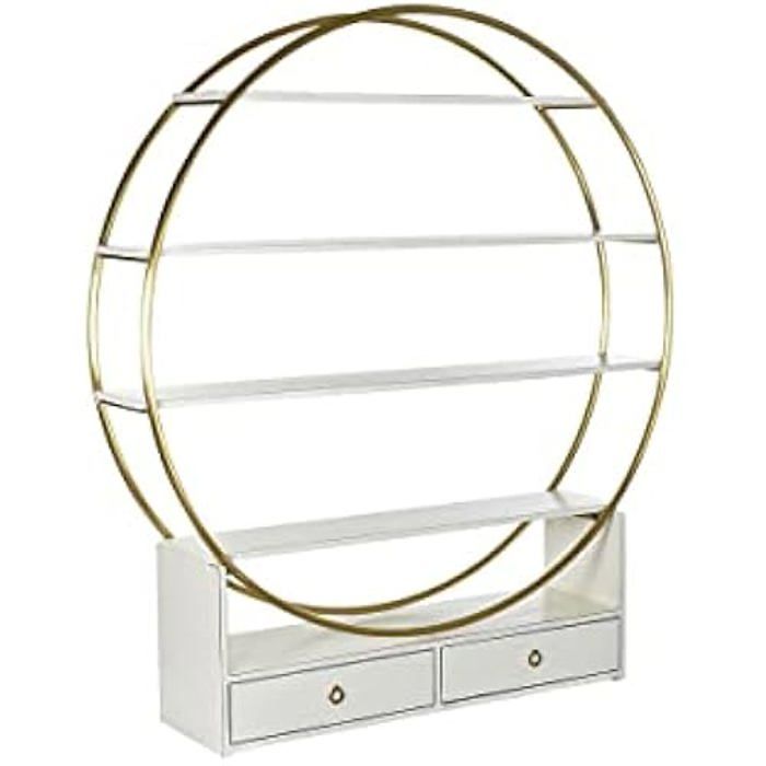 Étagère - DKD HOME DECOR - Standard - Métal et peuplier - Blanc et doré - 160 x 35 x 180 cm
