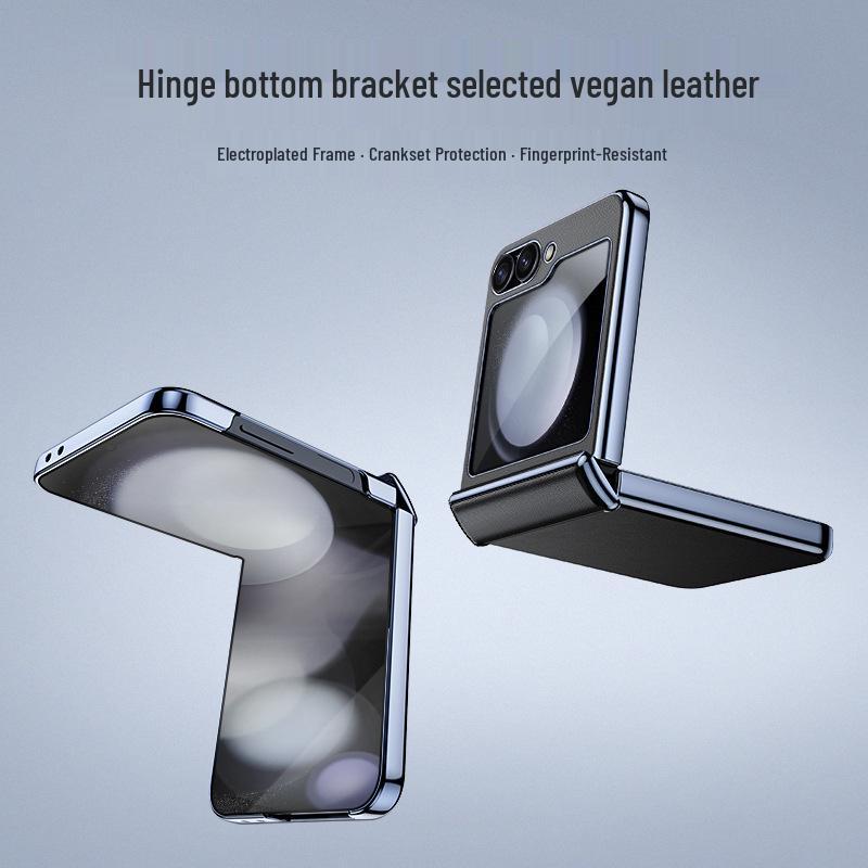 Samsung Z Flip 6 Leather Protective Case with Middle Axis Hinge