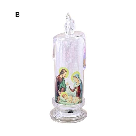 1/4Pcs LED Prayer Flameless Candle Holy Family Jesus Joseph Virgin Mary Battery Operated Devotional Prayer Candle Religious Decoration Christian Gift