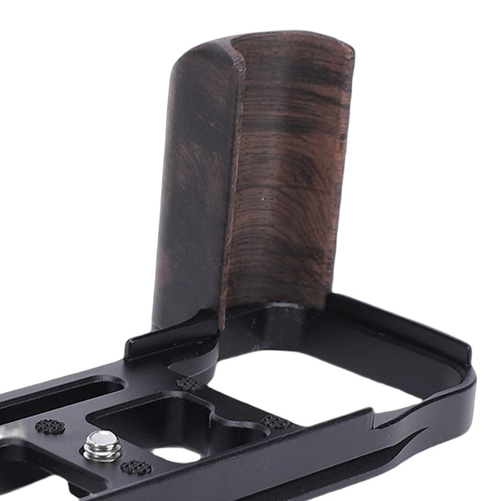 Acogedor L-Plate Grip, Wooden Handle with Aluminum Alloy Base for DF Micro Single Camera, Quick Release 1/4-inch Screw Hole, Anti-Slip Pad (BLACK)