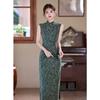 Retro blue national style sleeveless improved cheongsam 1011 new women's summer temperament daily thin dress