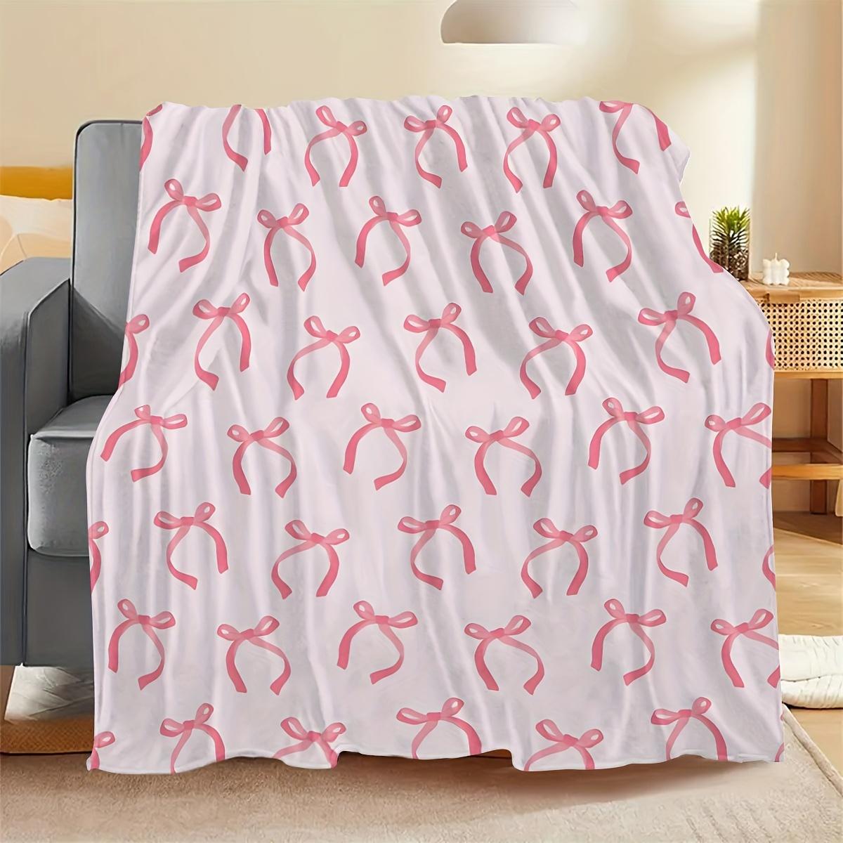 

Flannel Blanket Boasting Adorable Pink Bow Print Suitable for Enhancing The Sweetness Of Bedrooms and Cosy Movie Nights Premium 30x40in