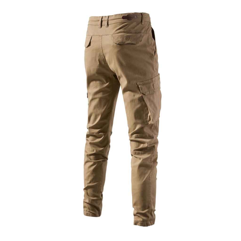 Spring And Autumn New Men'S Cotton Casual Pants Breathable Business Versatile Multi Pocket Solid Color Pants