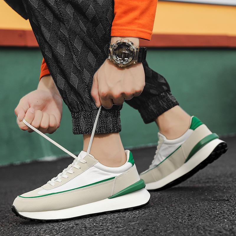 Fashion 2024 Summer and Autumn New Low-cut Lace-up Platform Casual Shoes Daily Solid Color Board Shoes Round Head Adhesive Men's Shoes