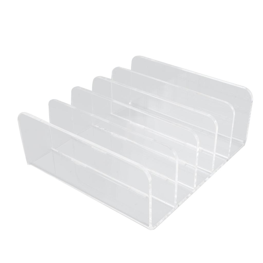 Desktop File Organizer Clear Acrylic 5 Compartments Office Document Sorter Multifunction Letter