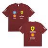 Camiseta Oversized de Casal Ferrari F1 Racing Estampa Clássica de Logo de Patrocinador Manga Curta Casual de Motorsport Streetwear