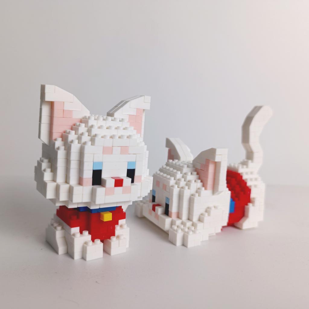 Micro Mattoncini Gatto: Scegli tra Due Posa e Molti Colori per Modelli Adorabili, Combinazioni di Animali Domestici, Regalo Festivo