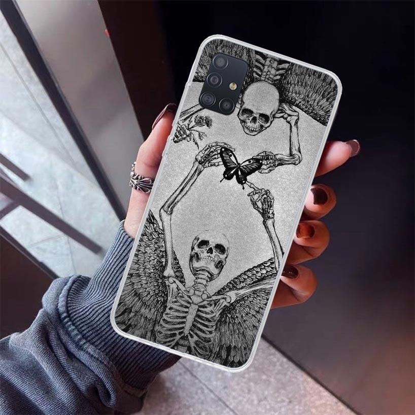 Anatomy Skeleton Heart Lovey Kiss Phone Case For Samsung Galaxy A52 A51 A50S A32 A22 A12 A02S A72 A71 A31 A70 A30S Note 20 Ultra