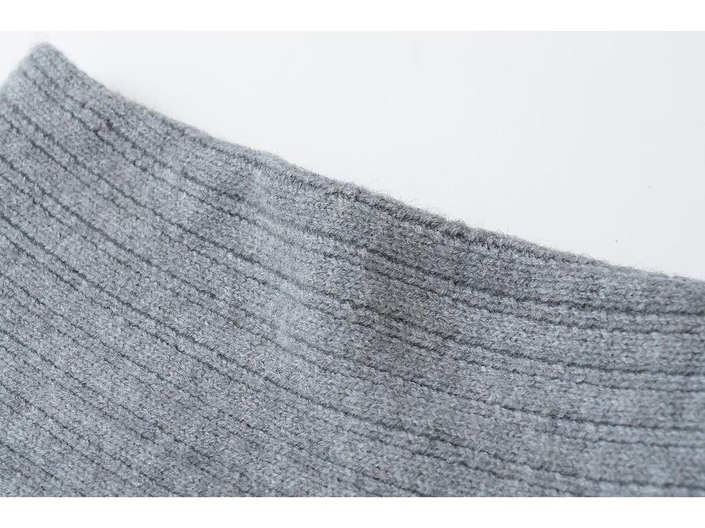 2025 Spring/Summer European Street Style Knit Bodycon Skirt: Solid Color, Turn-Up, Low Waist, Slimming Midi Skirt