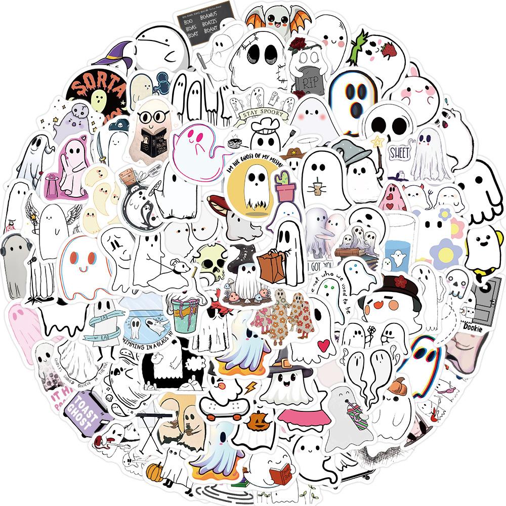 100 Small Size Cute Ghost Graffiti Stickers Decorate Guitar Notebook Suitcase DIY Waterproof