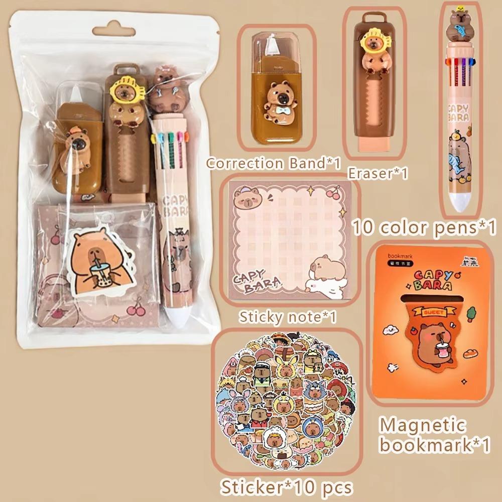 Cartoon Capybara Stationery Set Kawaii Student Tools Gift Kit Kids Stationery
