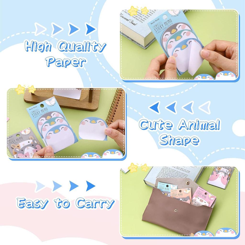 Creative Cute Animal-Shaped Sticky Notes (45 Sheets) - Reusable Planner Pads