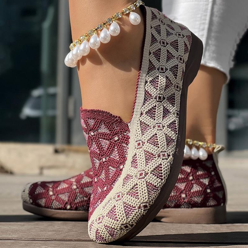 Women's Knit Fashion Flats Mom Shoes Casual Women's Flats Work Shoes