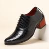 2026 Fashionable Casual Leather Shoes with Height Increase for Men's Checkered High Heels