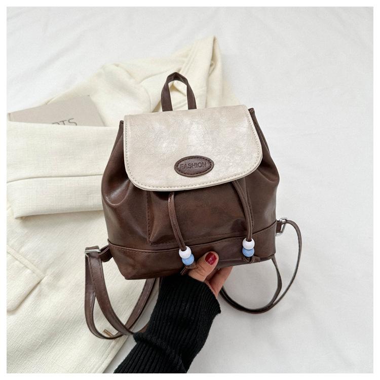 

Маленький ретро-цветовой узор, простой, модный, повседневный, через плечо, рюкзак темно-коричневого