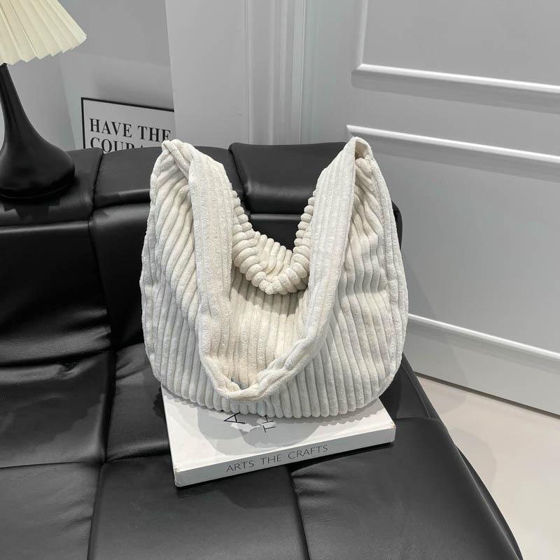 2025 Flannel Big Bag Women's Large-capacity Commuter Tote Bag Simple Autumn Shoulder Oblique Span Bag Corduroy