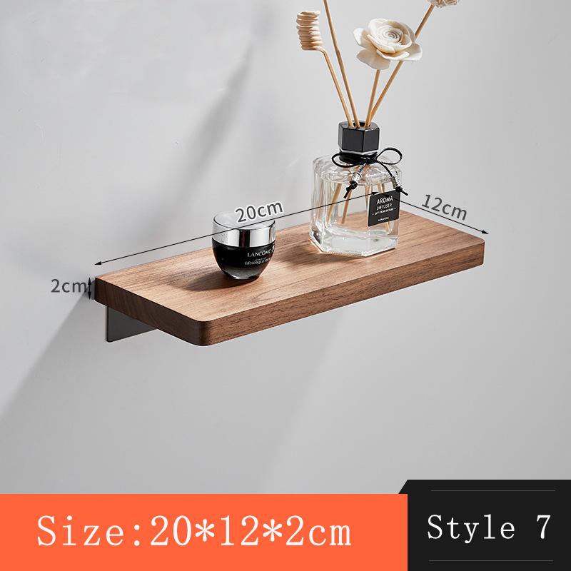 HeMu No Punch-free Walnut Wall One-piece Mirror Front Desk Storage Rack Bathroom Storage Rack Wall Wall Hanging Rack