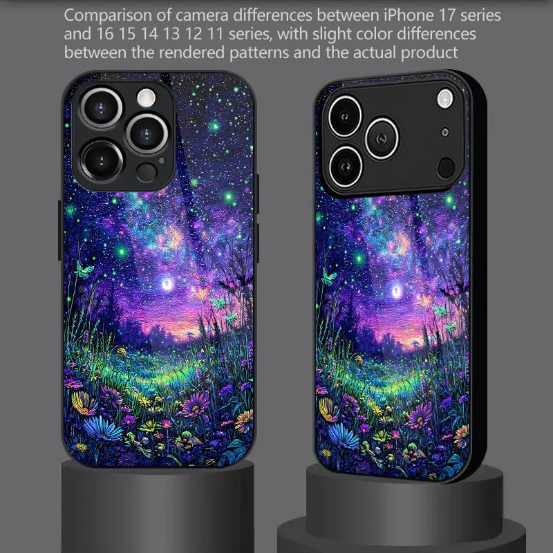 Star Cluster Pattern 2D Phone Case for iPhone 17 16 15 14 13 12 11 X XR XS Max Pro 8 Plus - Glass Protective Cover