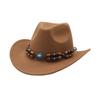 Hot-selling Top Hat, Ethnic Style Cow Label, Western Cowboy Top Hat, Rolled Brim, Retro Riding Hat, Woolen Felt Hat