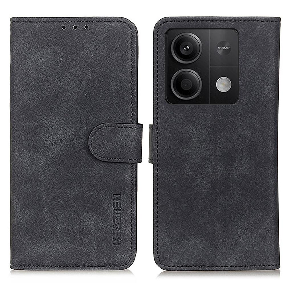 KHAZNEH For Xiaomi Redmi Note 13 5G Case Retro PU Leather Smart Phone Stand Cover