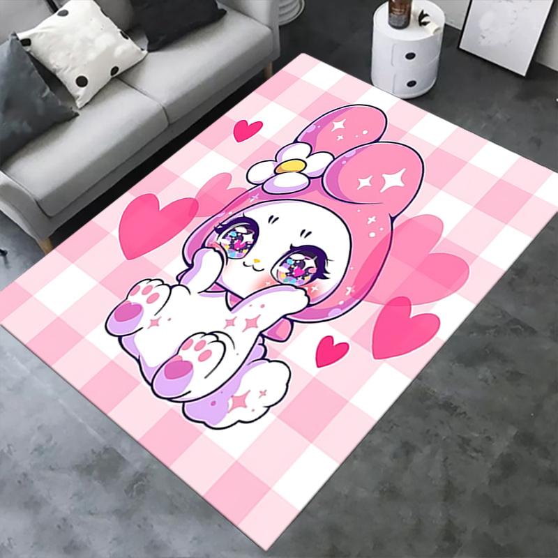 Office Rug Kawaii, Bunny Anti-Slip Rug, Machine Washable for Living Room, Bedroom, Office, Multiple Sizes, Bedroom Mat, Decorative Mat, Durable Mat, L