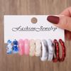 Color Creative Earrings Women's Acrylic C-shaped Mixed Color Resin Earrings 1 Pair Combination Set Exaggerated Earrings