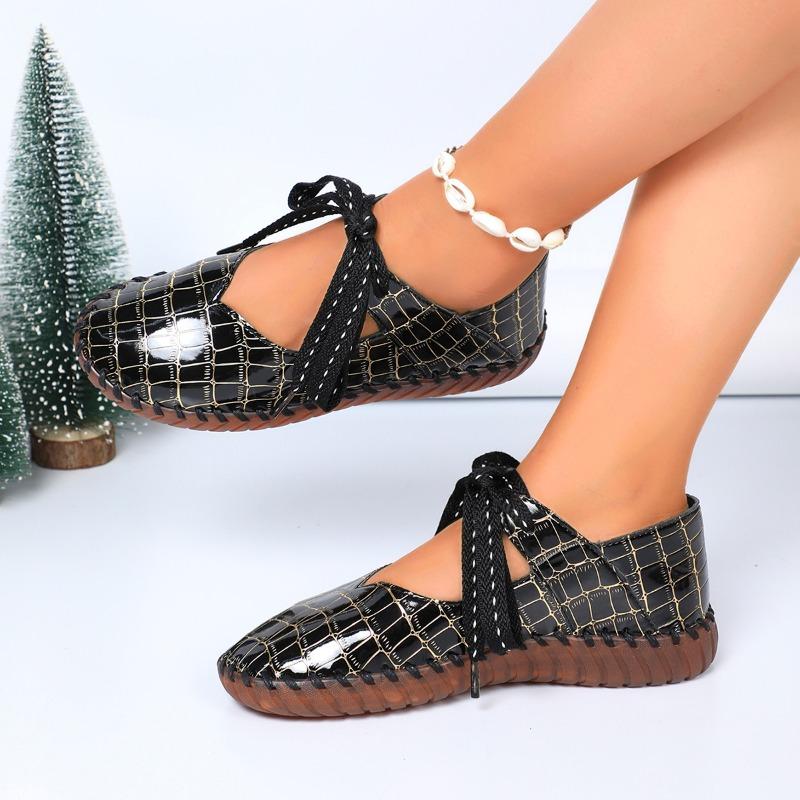 Fashion Women's Flat Shoes Spring New Round Head Shallow Mouth Front Strap Soft Sole Anti-slip Wear-resistant Single Shoes