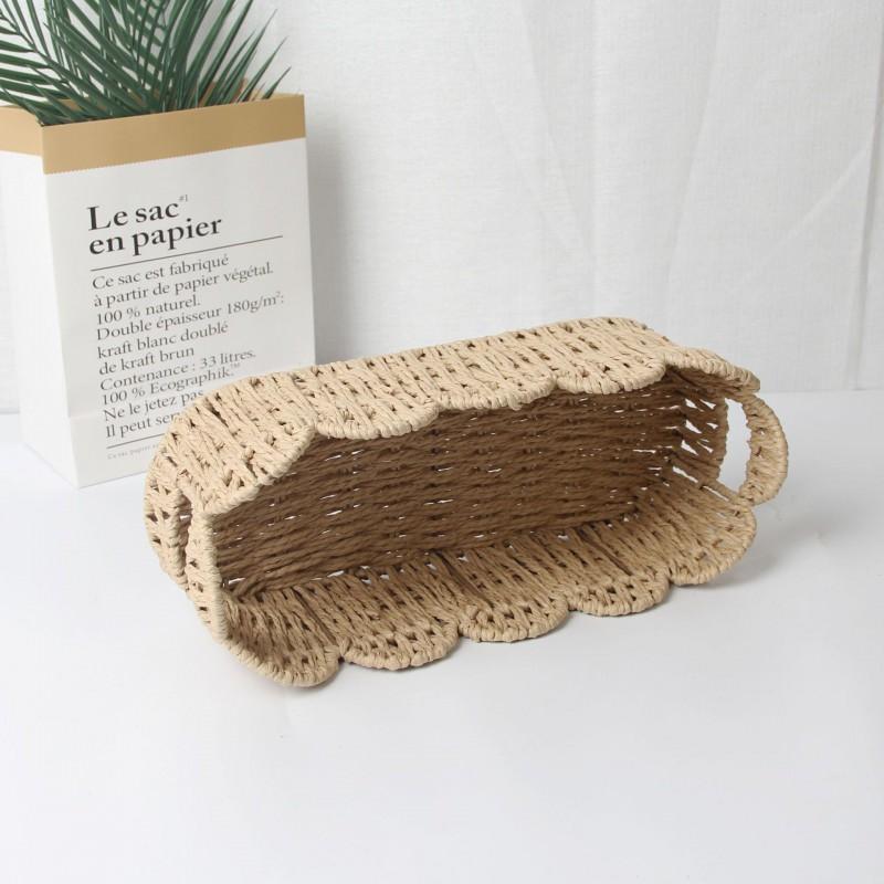 Handmade Paper Rope Storage Basket Home Organization Decorative Oval Bin Lightweight Eco-Friendly