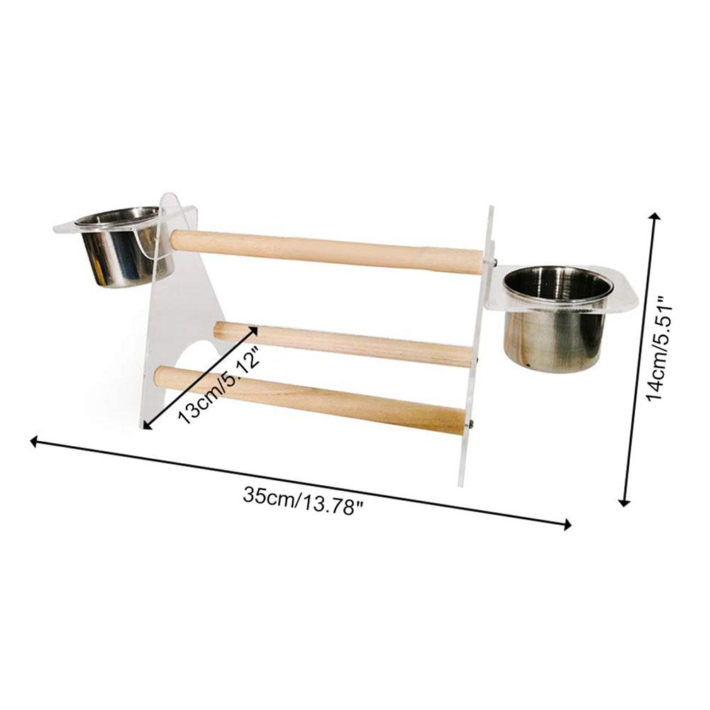 

Wood Parrot Tripod with Feeding Cup Parrot Perch Bird Cage Accessories